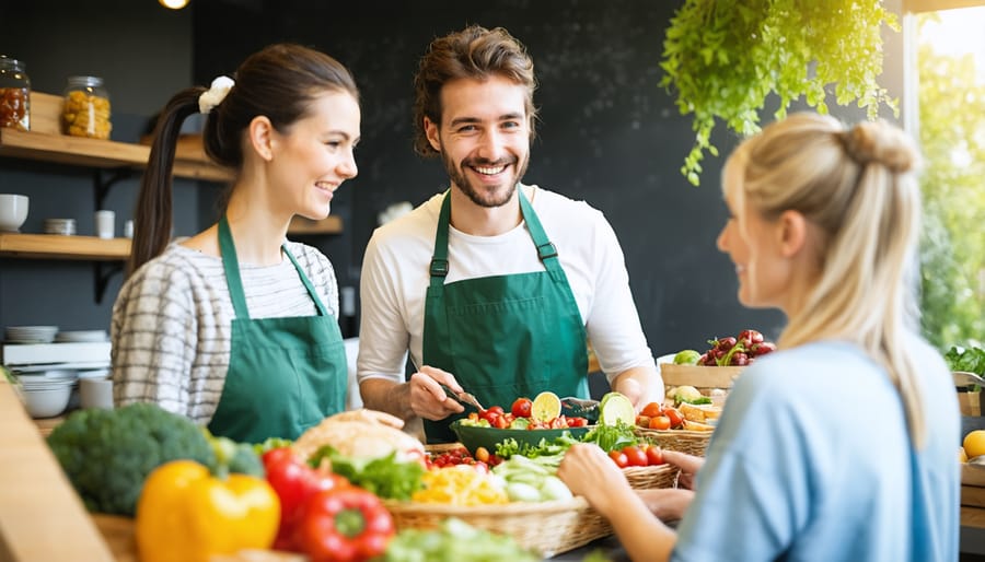 Volunteer providing nutritious food in a community kitchen setting