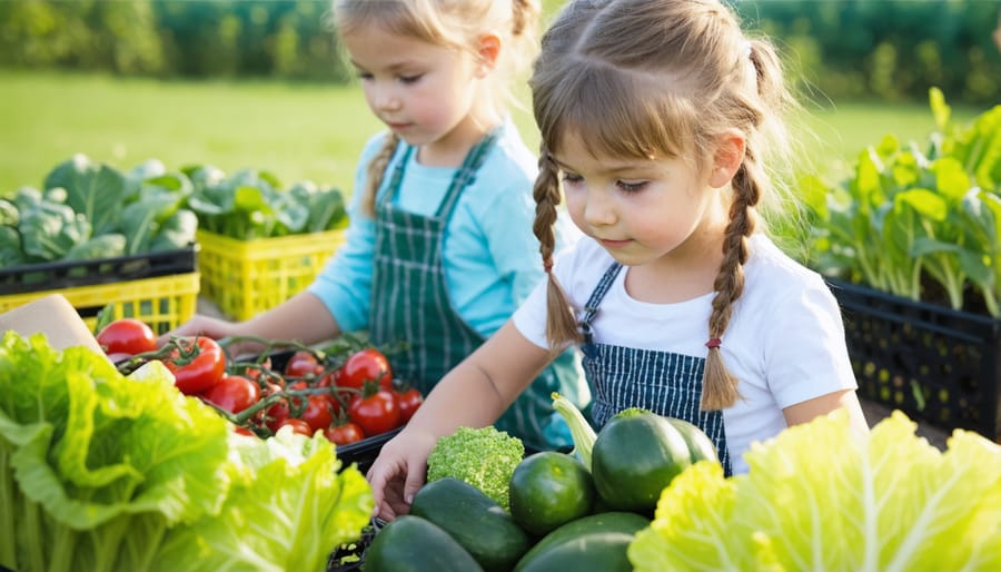 Students participating in hands-on farming education activities