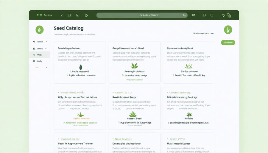User interface of an online seed exchange platform displaying seed varieties and exchange options