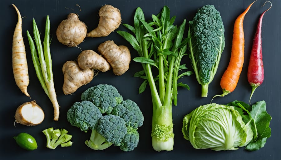 Colorful arrangement of heirloom vegetables alongside their corresponding dried seeds