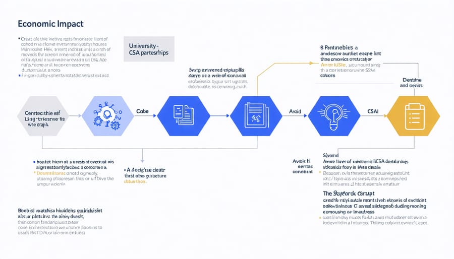 Flow diagram illustrating economic benefits from university-CSA partnerships to local community
