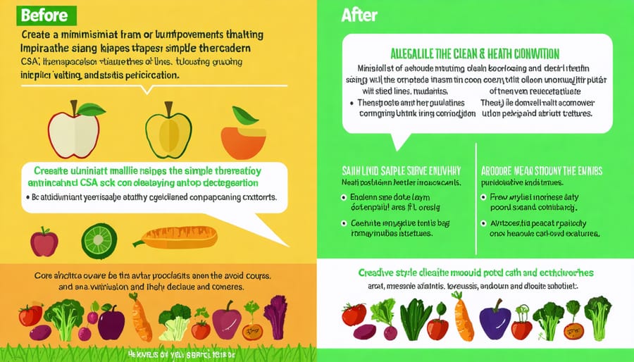 Split image showing patient health metrics before and after participating in a healthcare CSA program