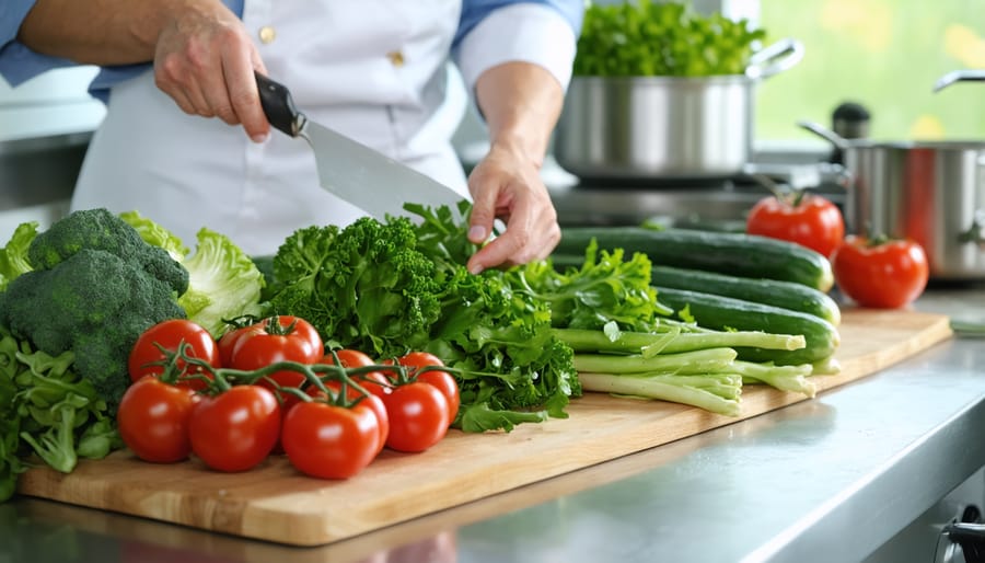 Nutritionist teaching patients how to prepare seasonal vegetables from their CSA share