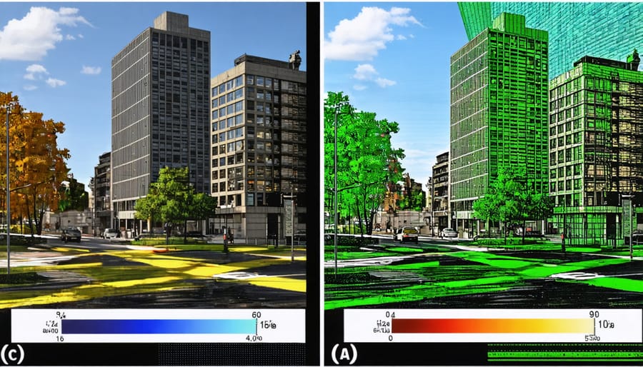 Thermal imaging visualization of different urban microclimates affecting plant growth
