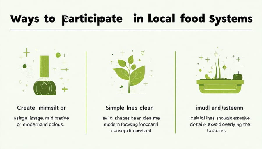 Visual diagram showing connections between farmers markets, CSAs, food co-ops, and community gardens