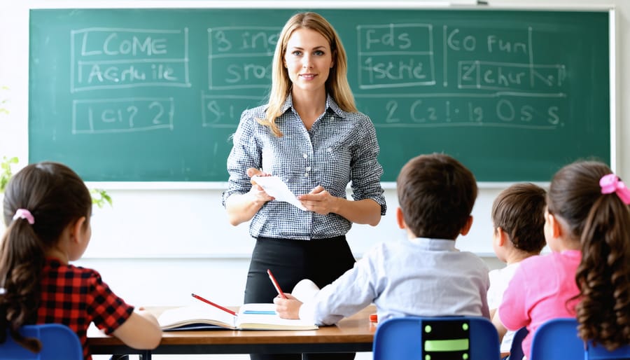 Agricultural educator explaining farming concepts using interactive teaching materials