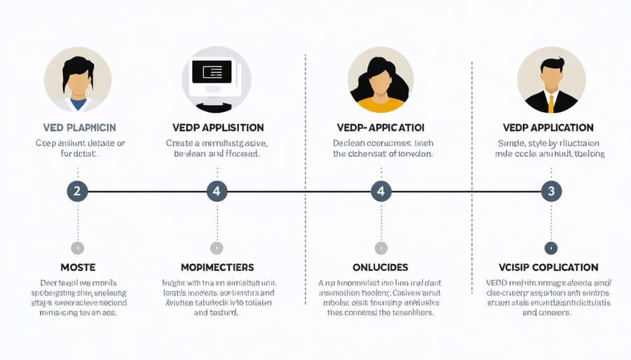 Visual flowchart of VEDP program application steps and deadlines
