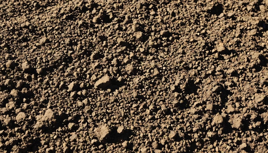 Close-up view of dark, fertile soil with visible earthworms and organic matter
