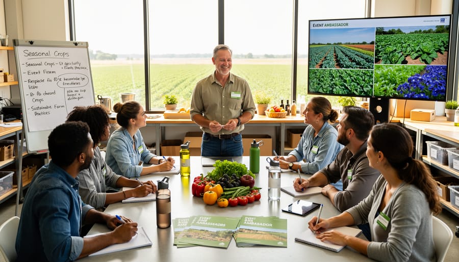 Farmer training volunteer event ambassadors in vegetable field