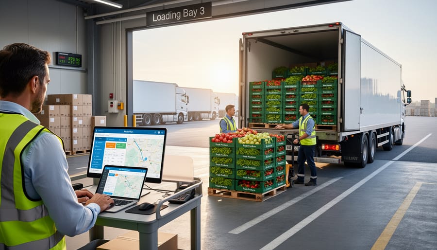 Farm delivery van loaded with organized produce boxes ready for distribution