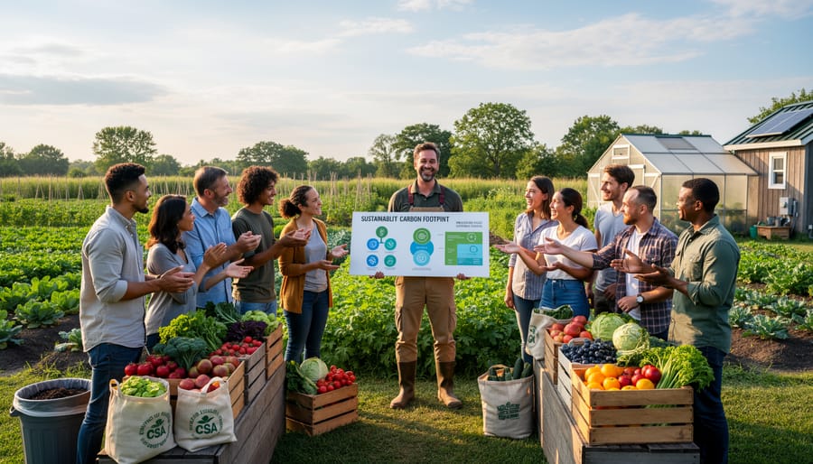Farmer examining rich soil and plant roots in agricultural field with cover crops