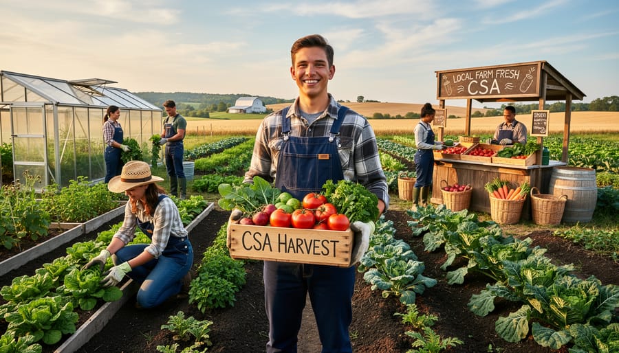 Former inmate holding crate of fresh vegetables at farm operation