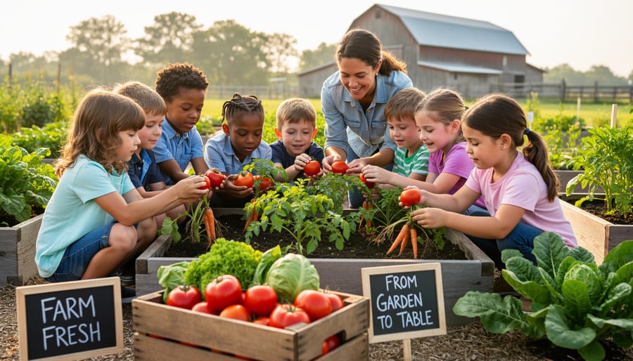 Child's hands holding freshly picked cherry tomatoes with soil-covered fingers