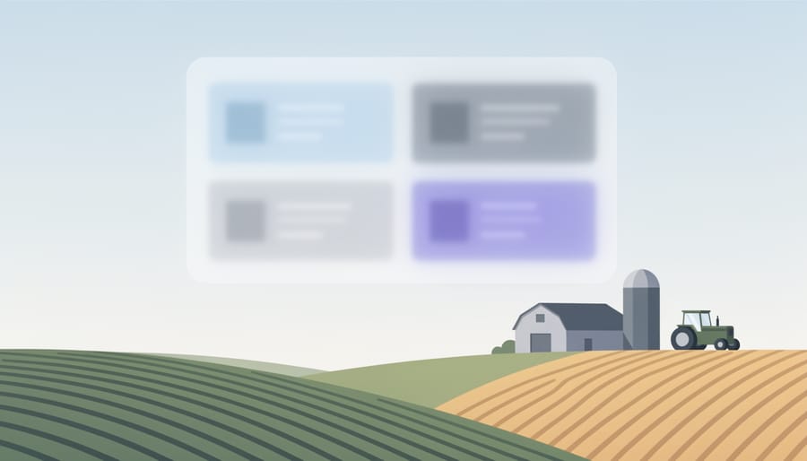 Tablet lying on grass beside a rural fence line with blurred screen content, symbolizing unrelated online ads appearing in agriculture contexts